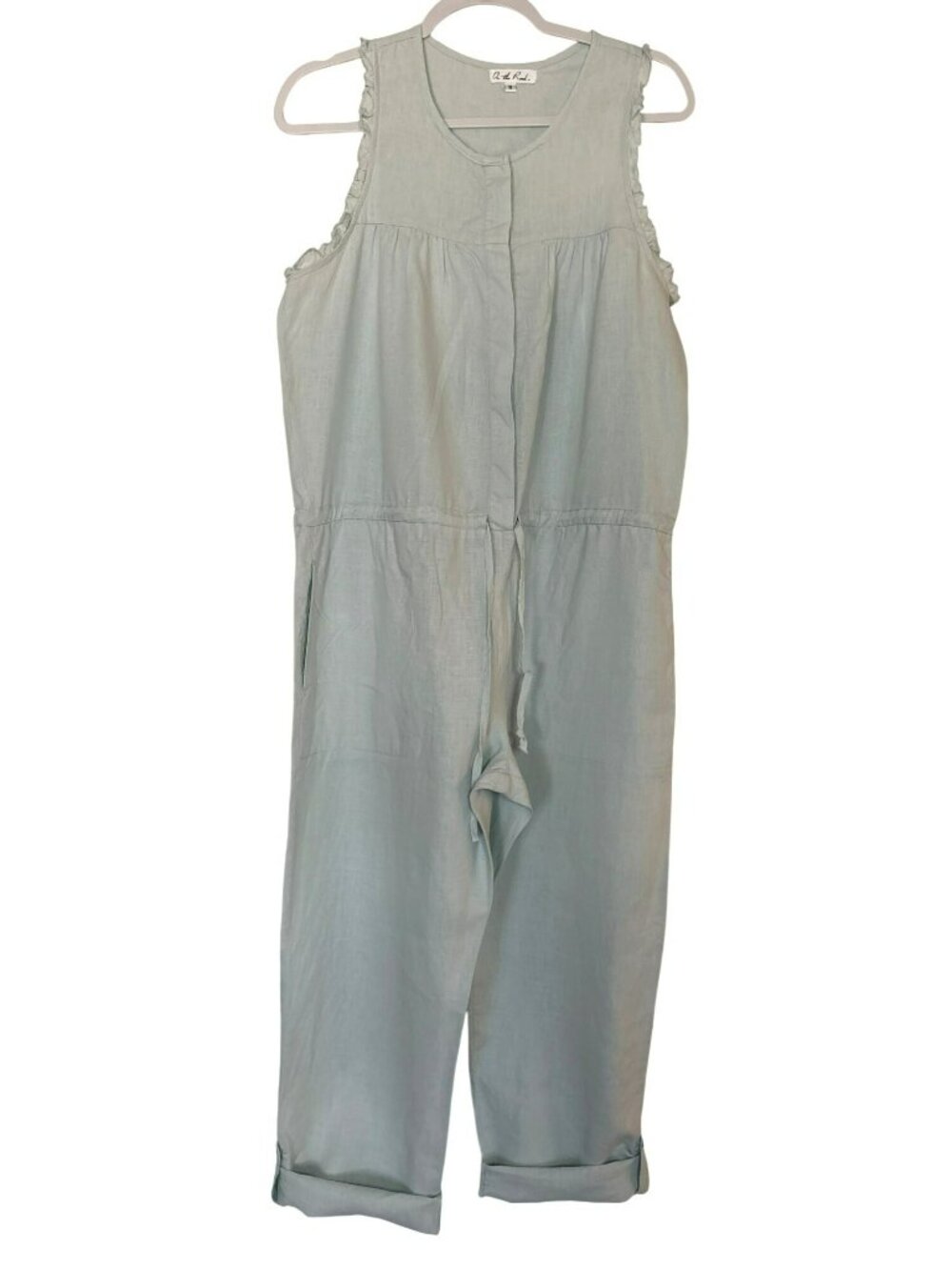 On The Road Maddox Linen Mint Green Jumpsuit Size Small